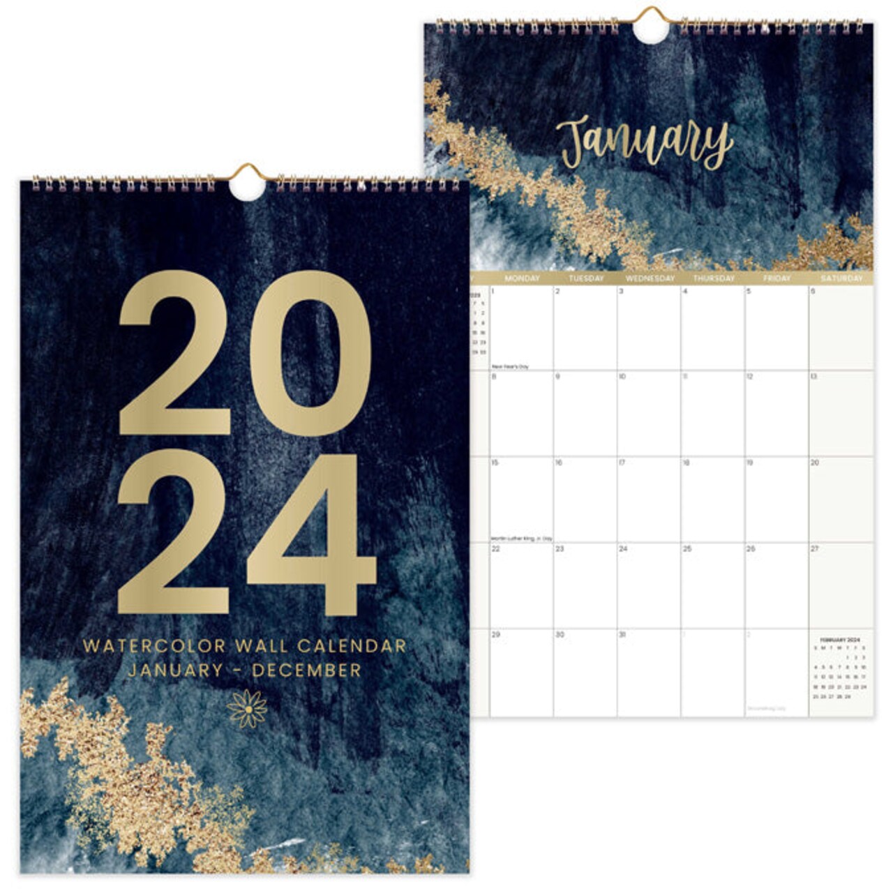 bloom daily planners 2024 Hanging Calendar, 11&#x22; x 17&#x22;, Watercolor